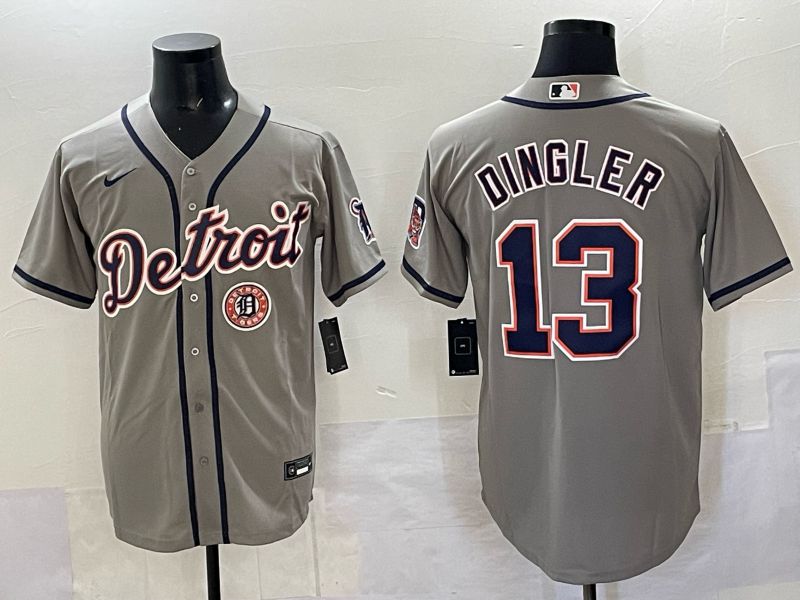 Men 2025 Detroit Tigers #13 Dingler Grey Nike MLB Jersey 08->detroit tigers->MLB Jersey